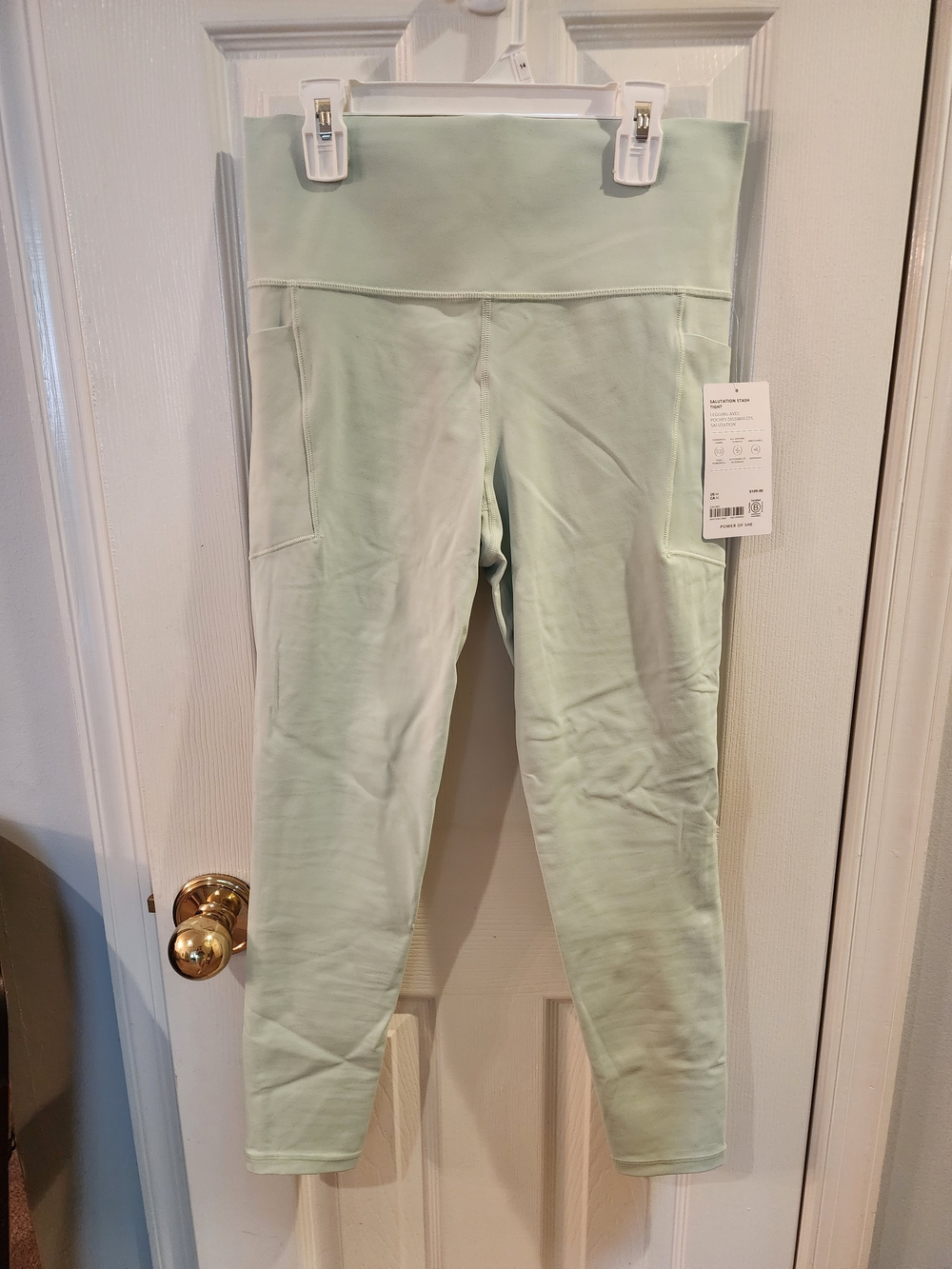 Athleta Mint Green High-Waist Leggings with Side Pockets